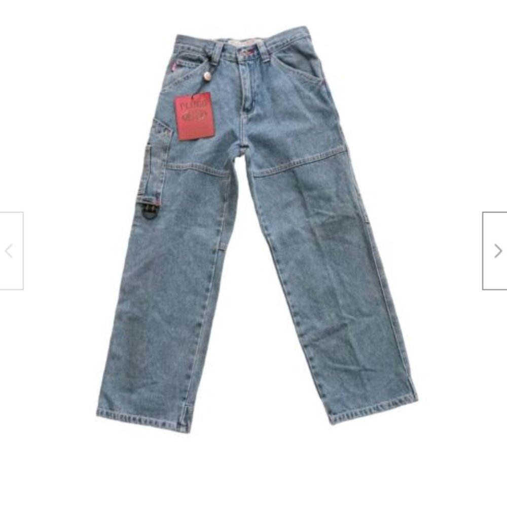 Plugg Boys Jeans Size 10 W24" Multiple Pockets Denim Medium Stone Blue  Cotton